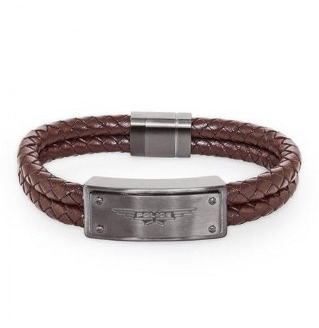 Apyrankė Police Logo Plaque Bracelet for Men PEJGB2102533