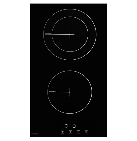 Simfer | Hob | H3.020.DEBSP | Vitroceramic | Number of burners/cooking zones 2 | Touch | Black