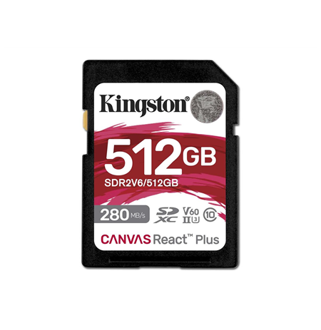 SDXC II V60 React Plus | SDR2V6/512GB | 512 GB | SDXC | Flash memory class Class 10, UHS-II, U3, V60
