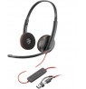 Poly Blackwire 3220 Stereo Laidinės ausinės, USB-C, USB-C/A Adapter, Juoda