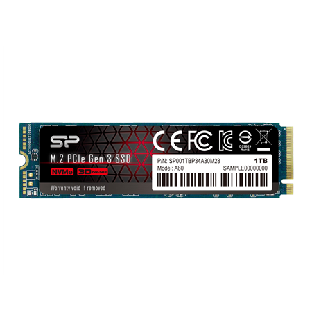 SSD | P34A80 | 1000 GB | SSD interface PCIe Gen3x4 | Read speed 3400 MB/s | Write speed 3000 MB/s