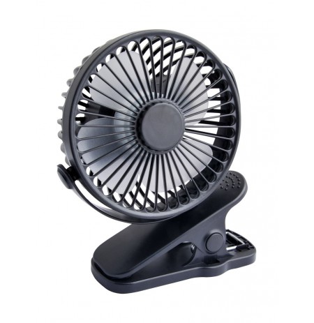 Desk fan with clip 10cm USB+battery black