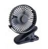 Desk fan with clip 10cm USB+battery black