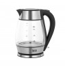 TEESA electric kettle, glass + inox, 2000 W, black, 1.7 L