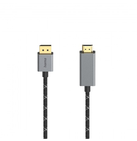 Hama 00200506 Video Cable, DisplayPort Plug - HDMI Plug, Ultra-HD 4K@60Hz 1.5m