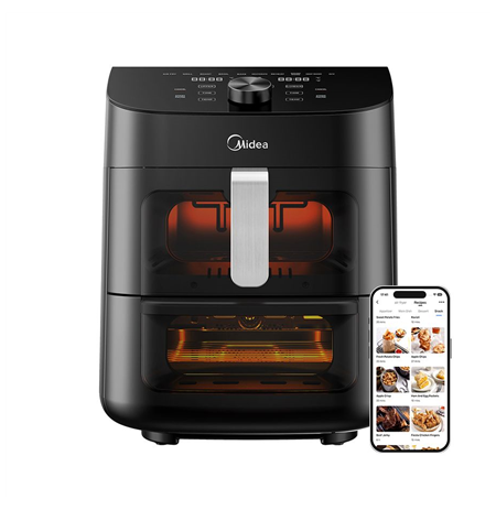 Midea Two Zone Airfryer | MAD1100DADK | Power 1850 W | Capacity 4.4/6.4 L | Rapid Air technology | Black