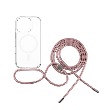 Fixed | MagPure Neck | Back Cover with Lanyard | Apple | iPhone 16 Pro Max | TPU | Clear, Pink