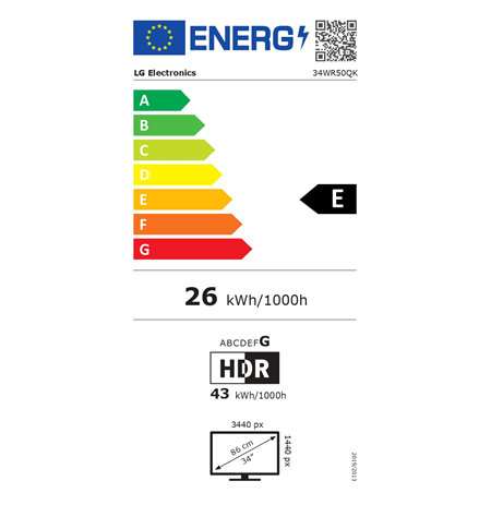 LG 34WR50QK-B | 34 " | VA | QHD | 21:9 | 100 Hz | 5 ms | 3440 x 1440 pixels | 240 cd/m² | HDMI ports quantity 2