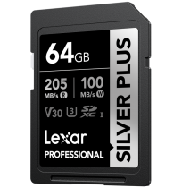 Lexar SDXC Professional SILVER Plus UHS-I/U3/A2/4K R205/W100 (V30) 64GB