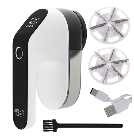 Adler | Lint remover LCD | AD 9618 | White/Black | Rechargeable battery