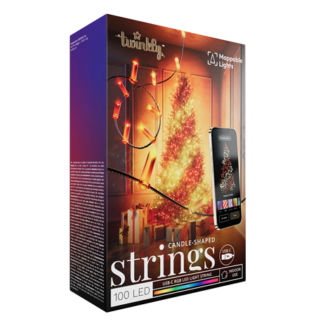 Twinkly Candies 200 Candle-shaped RGB LEDs, USB-C|Green Wire