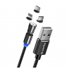 ColorWay Cable 3in1 (Lightning+MicroUSB+Type-C) Magnetic Rotation 540° 2.4А, 1m | CW-CBUU037-BK