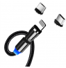 ColorWay Cable 3in1 (Lightning+MicroUSB+Type-C) Magnetic Rotation 540° 2.4А, 1m | CW-CBUU037-BK