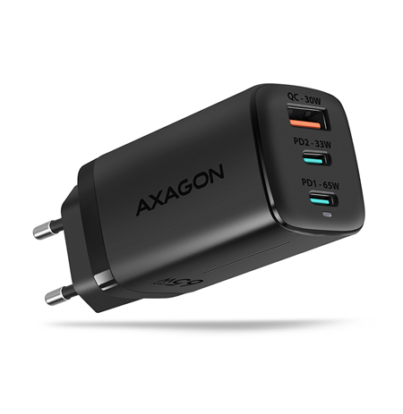 AXAGON GaN wallcharger 3x port (USB-A + 2x USB-C), 65W | ACU-DPQ65
