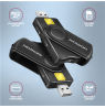AXAGON Compact travel USB-A + USB-C contact Smart/ID card and SD/microSD/SIM card reader | CRE-SMP2A