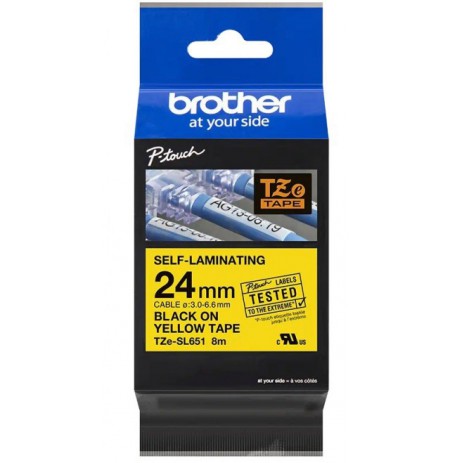 BROTHER TZESL651 24 MM BLACK ON YELLOW SELF LAMINATE
