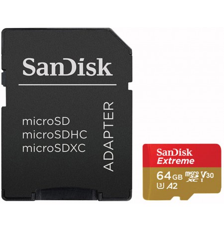 Sandisk memory card microSDXC 64GB Extreme Action + adapter