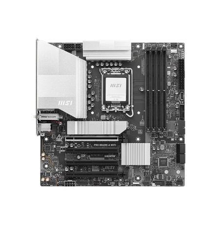 MSI PRO B860M-A WIFI | Processor family Intel | Processor socket LGA1851 | DDR5 | Supported hard disk drive interfaces SATA, M.2