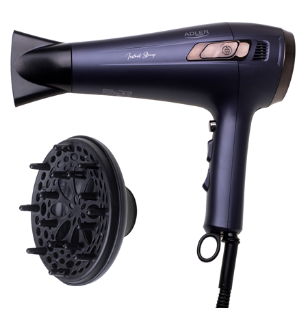 Adler Hair dryer with retractable power cord | AD 2273 | 2000 W | Number of temperature settings 3 | Diffuser nozzle | Dark Viol