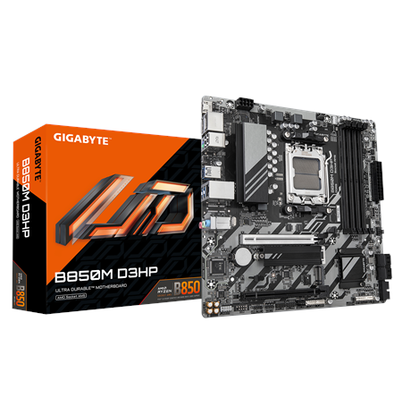 Gigabyte B850M D3HP | Processor family AMD | Processor socket AM5 | DDR5 | Supported hard disk drive interfaces M.2