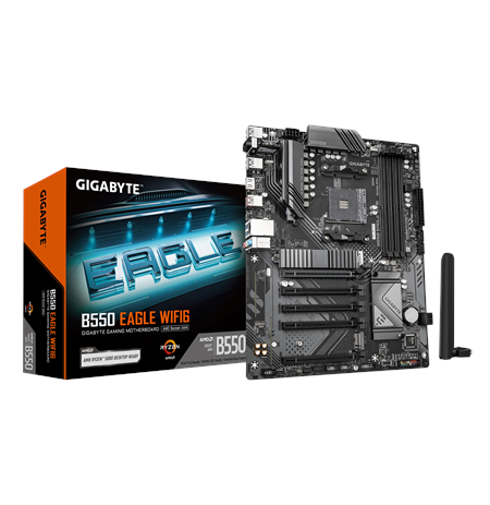 Gigabyte B550 EAGLE WIFI6 | Processor family AMD | Processor socket AM4 | DDR4 | Supported hard disk drive interfaces SATA, M.2 