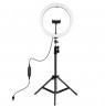 LED žiedinė lempa 30cm, su trikoju stovu iki 1.1m ir telefono laikikliu, USB