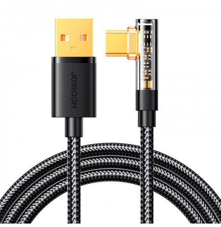 Joyroom USB C cable angled - USB for fast charging and data transfer 3A 1.2 m black (S-UC027A6)