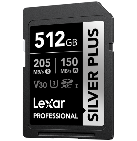 Lexar SDXC Professional SILVER Plus UHS-I/U3/A2/4K R205/W150 (V30) 512GB