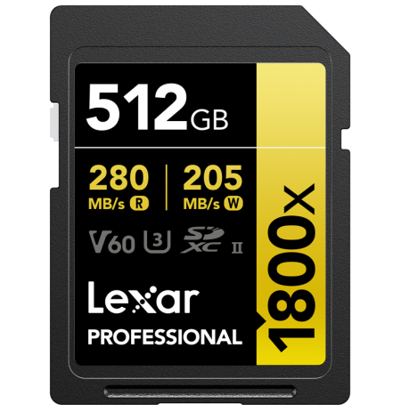 LEXAR PRO 1800X SDXC U3 (V60) UHS-II R270/W180 512GB