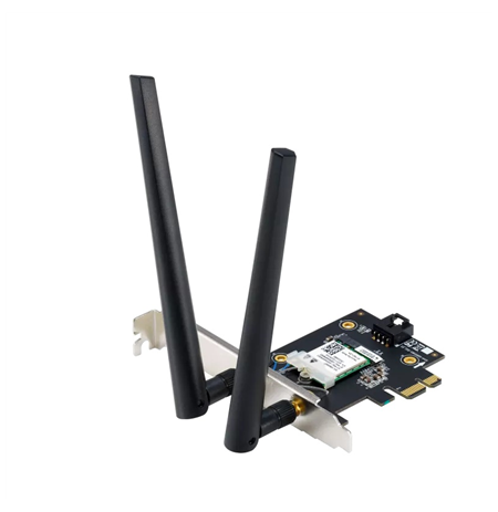 Asus WiFi 7 PCI-E Adapter with 2 external antennas | PCE-BE6500 | 802.11be | Mesh Support No | MU-MiMO No | No mobile broadband