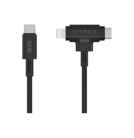Hyper HyperJuice Silicone USB-C to USB-C and Lightning Hybrid 60W Cable