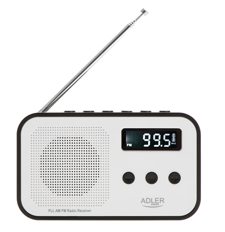 Adler | Digital radio PLL AM/FM | AD 1907 | Alarm function | White/Black