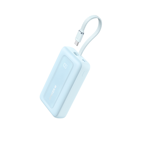Anker | Power Bank with Built-In USB-C Cable | A1689031 | 20000 mAh | 30W Output | Blue