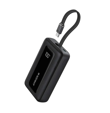 Anker | Power Bank with Built-In USB-C Cable | A1689H11 | 20000 mAh | 30W Output | Black