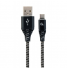 Cablexpert Premium cotton braided Type-C USB charging and data cable, 1 m | CC-USB2B-AMCM-1M-BW