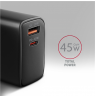 AXAGON GaN wallcharger 2x port (USB-A + USB-C), PD3.0/PPS/QC4+/SFC2.0/AFC/SCP/FCP/Apple, 45W | ACU-PQ45