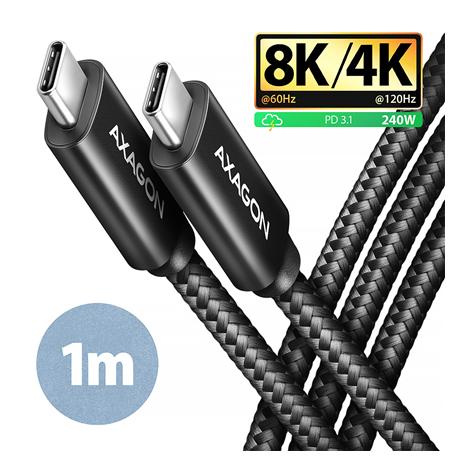 AXAGON Data and charging USB4 Gen 3x2 cable, 1 m | BUCM3-CM15AB | USB Type C - USB Type C