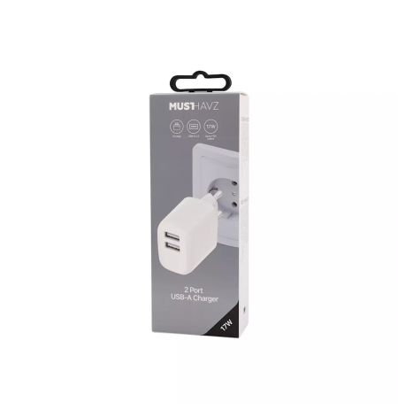 Travel Charger 17W 2xUSB-A By Musthavz  White