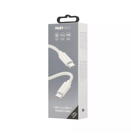 USB-C to USB-C Braided Cable 1.0 m 100W by Musthavz White