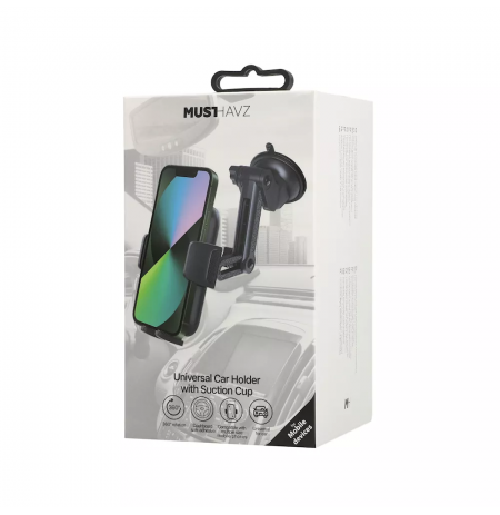 Universal Car Holder with Suction Cup by Musthavz Black