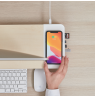 3-in-1 wooden monitor stand hub with fast wireless charging pad POUT EYES 8 White