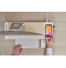 3-in-1 wooden monitor stand hub with fast wireless charging pad POUT EYES 8 White