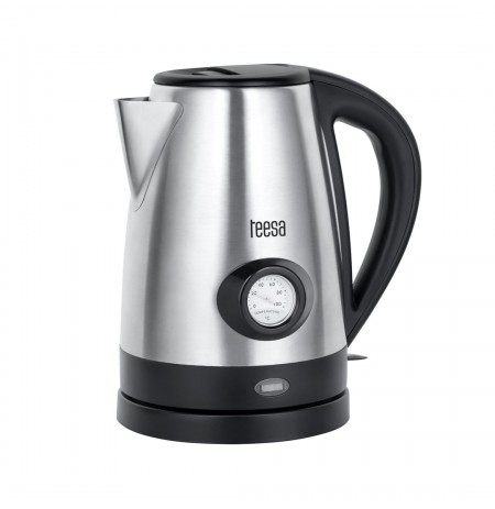 Electric kettle with water temperature indicator, TEESA, stainless steel, 2200W, 1,7L