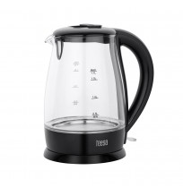 TEESA Electric Kettle, Glass, 2200 W, Black, 1.7 L