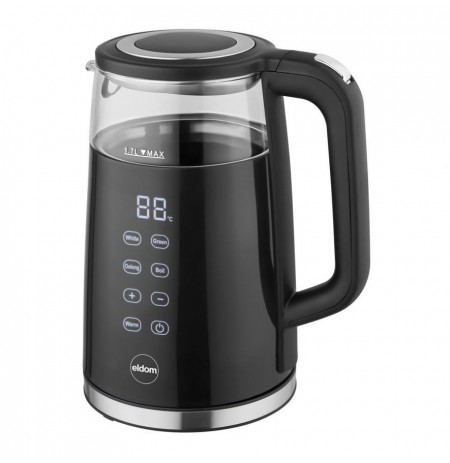 ELDOM Kettle NEVO, 2200 W, 1.7 L, temperature control, plastic + glass