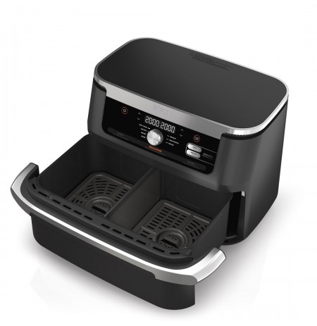 Ninja AF500EU fryer Double 10.4 L Stand-alone 2470 W Hot air fryer Black, Stainless steel