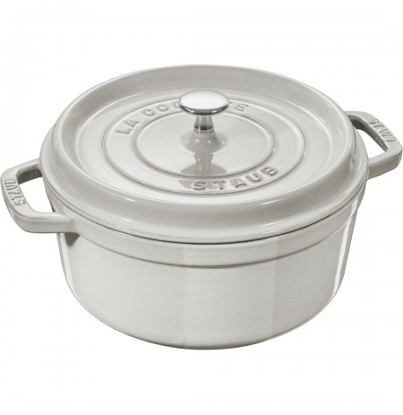 Staub Round Cast Iron Pot - 6.7 ltr, White Truffle
