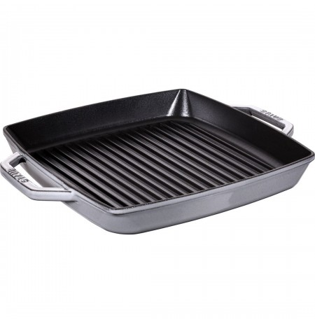 Staub Square Cast Iron Grill Pan with Two Handles - 33 cm, Graphite