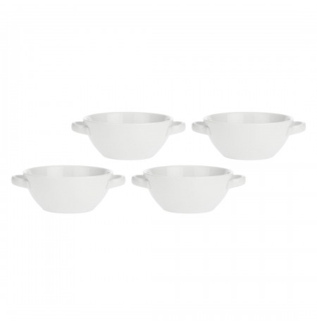 Set of 4 Terrine Round Casserole Dishes - White, 650 ml