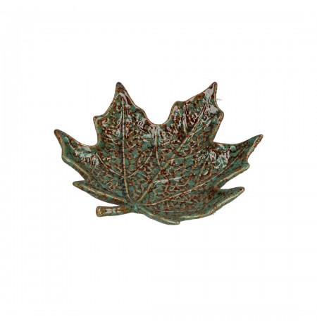 Set of 2 Sfogliami maple leaf platters - Green, 15 cm